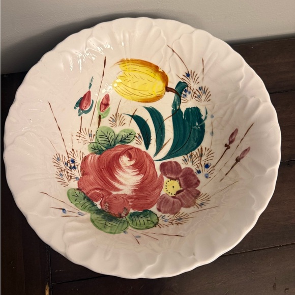 Other - Hand-Painted Floral Ceramic Bowl (Vintage Style)